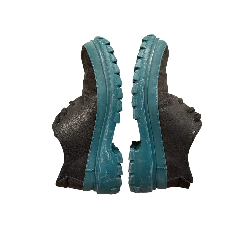 John Fluevog Derby Shoes Mens 9 Charcoal Teal Chunky Lug Sole Portugal zaterdog‎